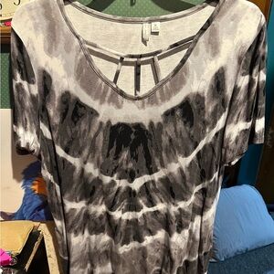 Gray and White Cut Out Relaxed T-Shirt